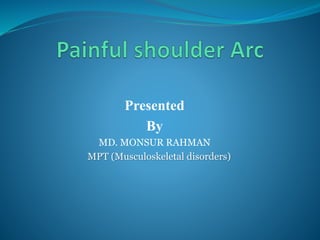 Presented
By
MD. MONSUR RAHMAN
MPT (Musculoskeletal disorders)
 