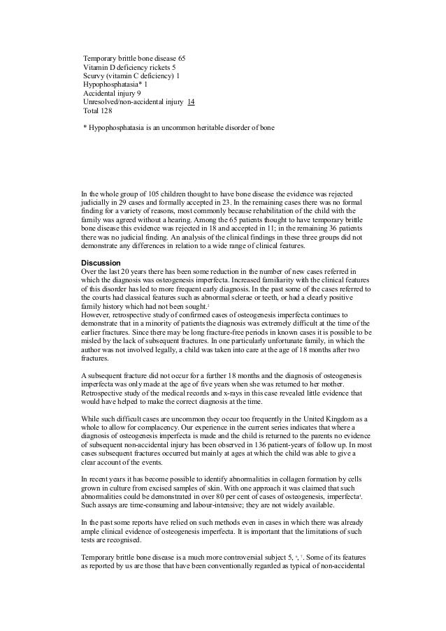 Pain leaflet brittle bone disease