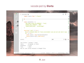 🃏 Jest
vscode-jest by @orta
 