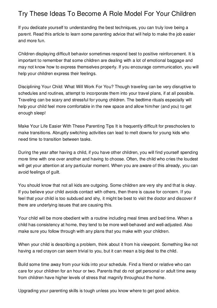 Try These Ideas To Become A Role Model For Your Children Try These Ideas To Become A Role Model For Your Children