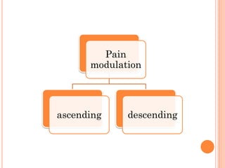Pain
modulation
ascending descending
 