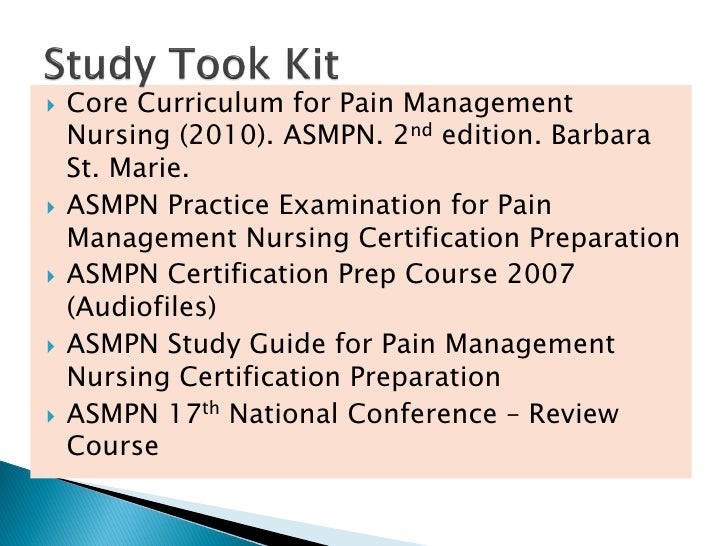 Pain Management Certification Session 1