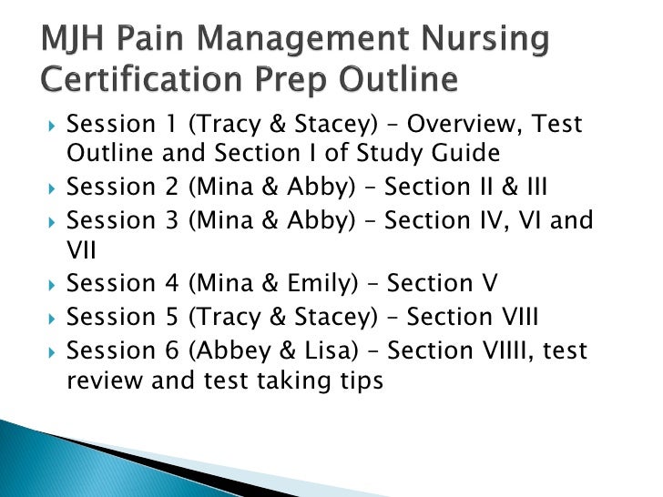 Pain Management Certification Session 1