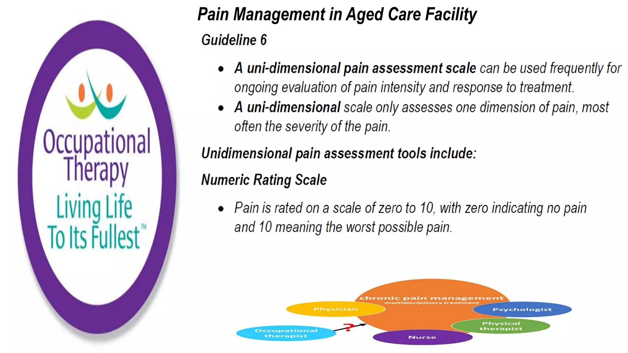Pain Management in Aged Care Facility
 