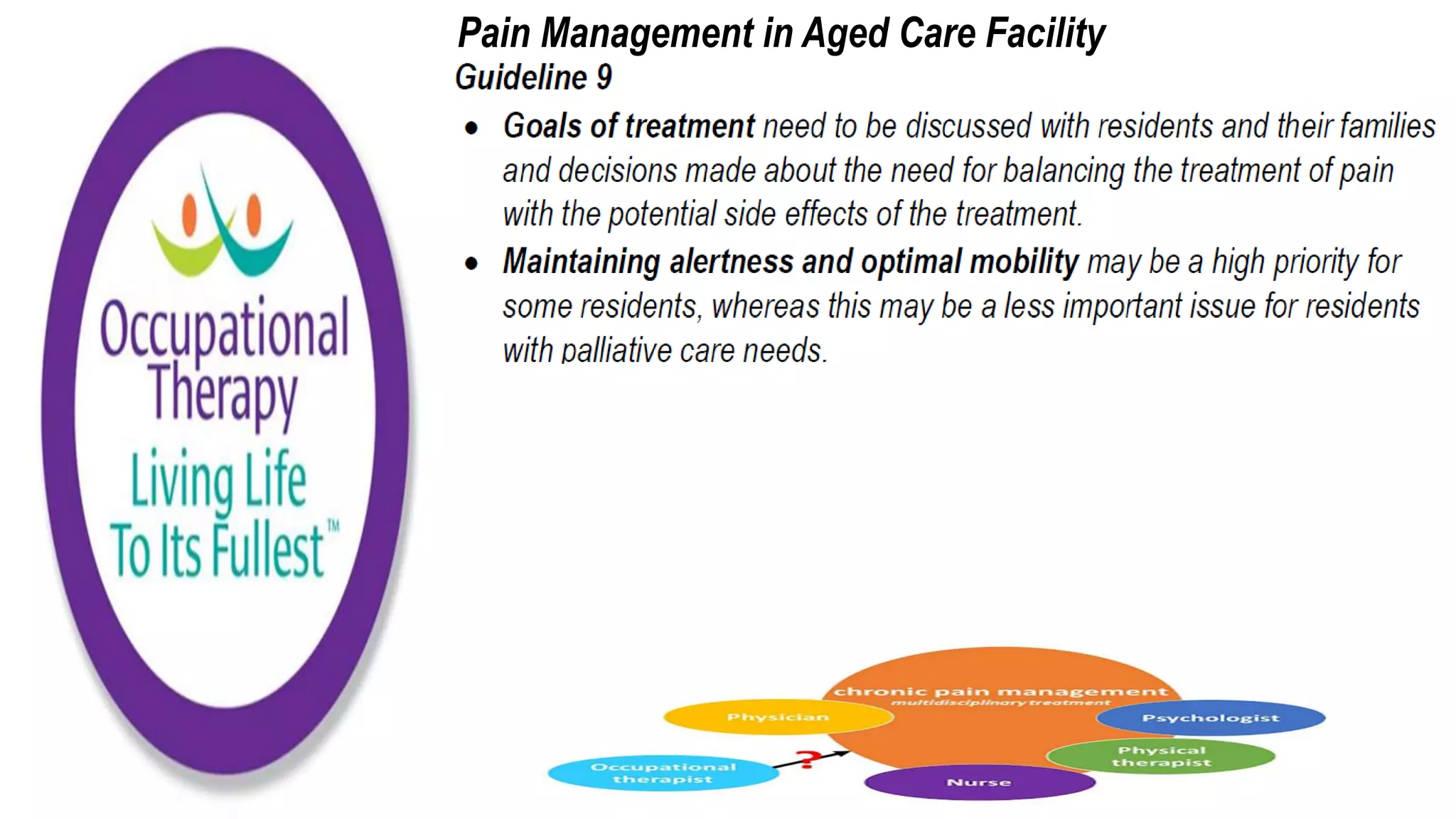 Pain Management in Aged Care Facility
 