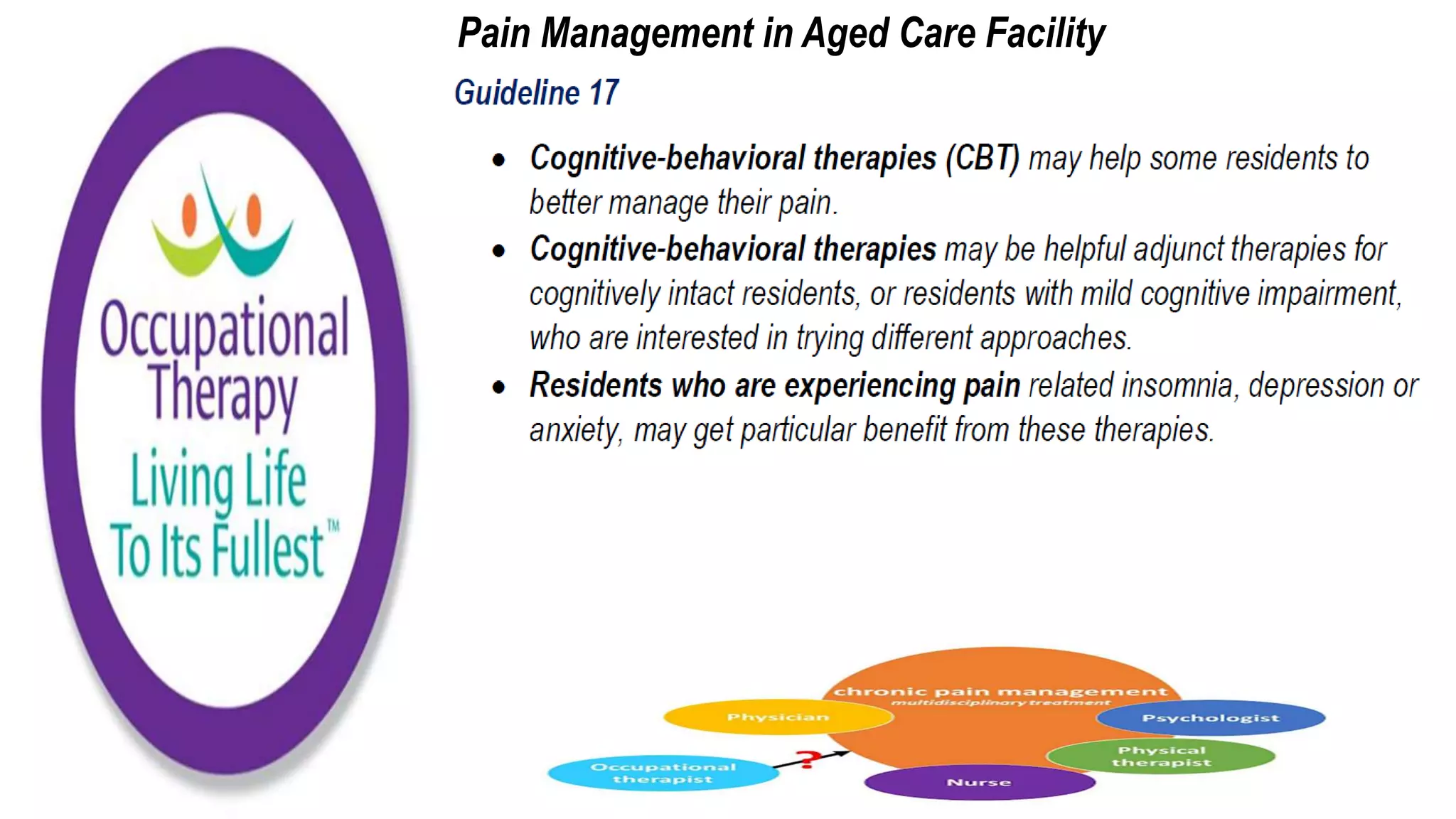 Pain Management in Aged Care Facility
 