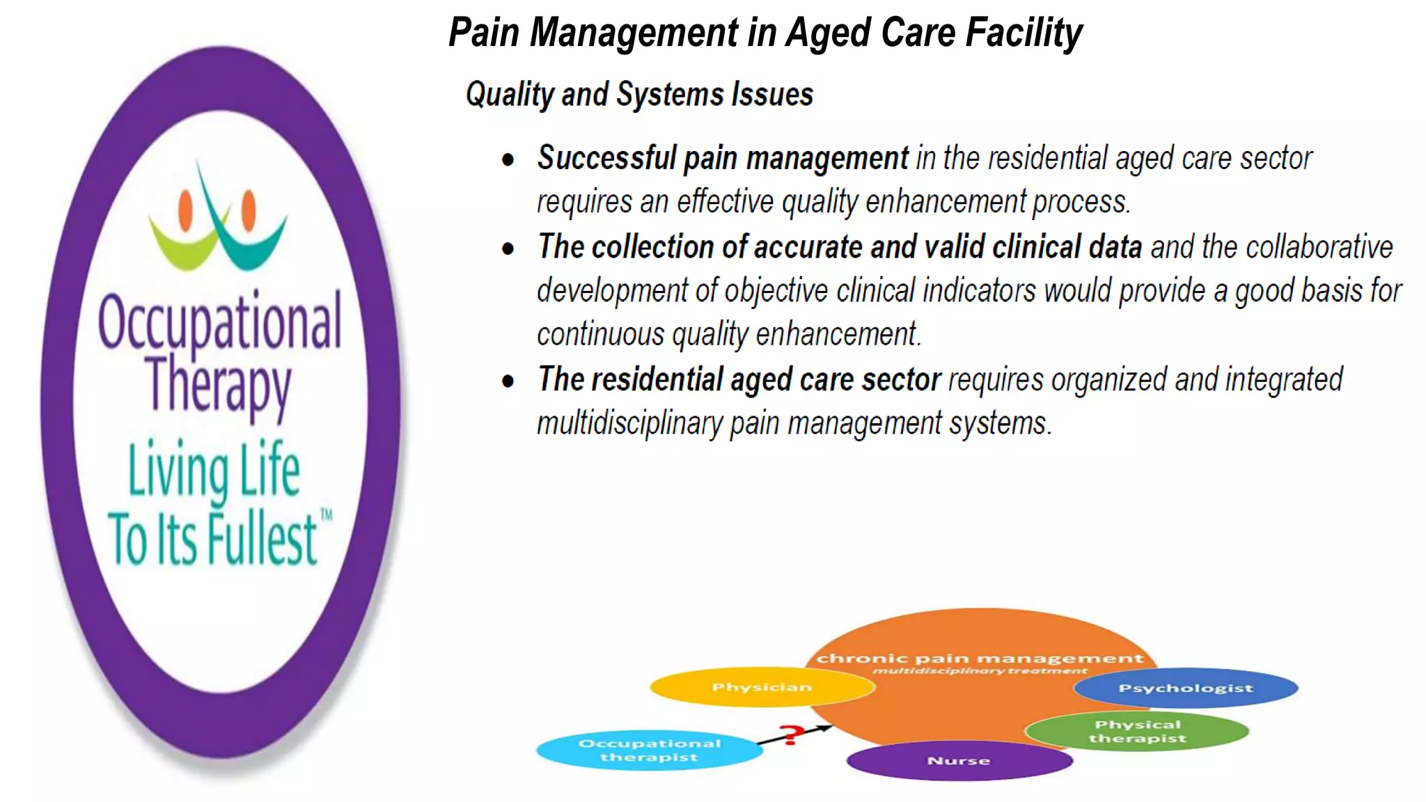 Pain Management in Aged Care Facility
 