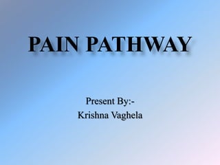 PAIN PATHWAY
Present By:-
Krishna Vaghela
 