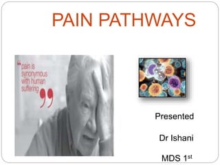 PAIN PATHWAYS
Presented
by:
Dr Ishani
Sharma
MDS 1st
 