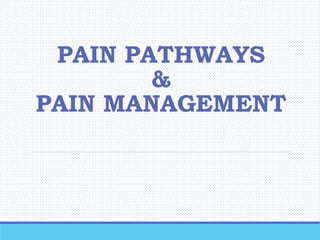 PAIN PATHWAYS
&
PAIN MANAGEMENT
 