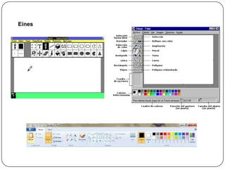 Windows 95 a Windows XP-Els mateixos icones i paleta de colors de la nova versió del Paint van seguir utilitzant-se en  Windows 95 iWindowsXP.-La versió del Paint inclosa en Windows 95 i Windows NT 4.0 permet guardar i obrir un conjuntpersonalitzat grups de colors coneguts com paletes de colors (*. PAL); s'executava només si la profunditat de color d'imatges era de 16-bits per píxel (bpp) o superior (65,536 (64 k) colors.- En les versions per a Windows 98, Windows 2000 i Windows MillenniumEdition, les imatges  es podien guardar en formats JPEG i GIF.Al Windows Me i posteriors, la mida de llenç s'expandeix automàticament quan s'obren o s’enganxen imatges més grans. 