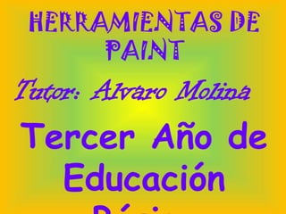 HERRAMIENTAS DE
      PAINT
Tutor: Alvaro Molina
Tercer Año de
  Educación
 