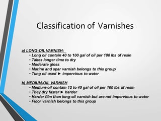 Classification of Varnishes
 