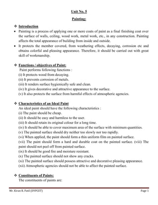 Painting and types of paints used in Construction | PDF