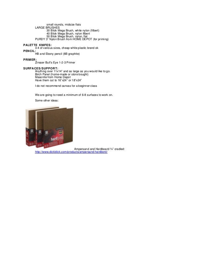 painting materials list oil