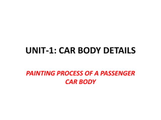 UNIT-1: CAR BODY DETAILS
PAINTING PROCESS OF A PASSENGER
CAR BODY
 