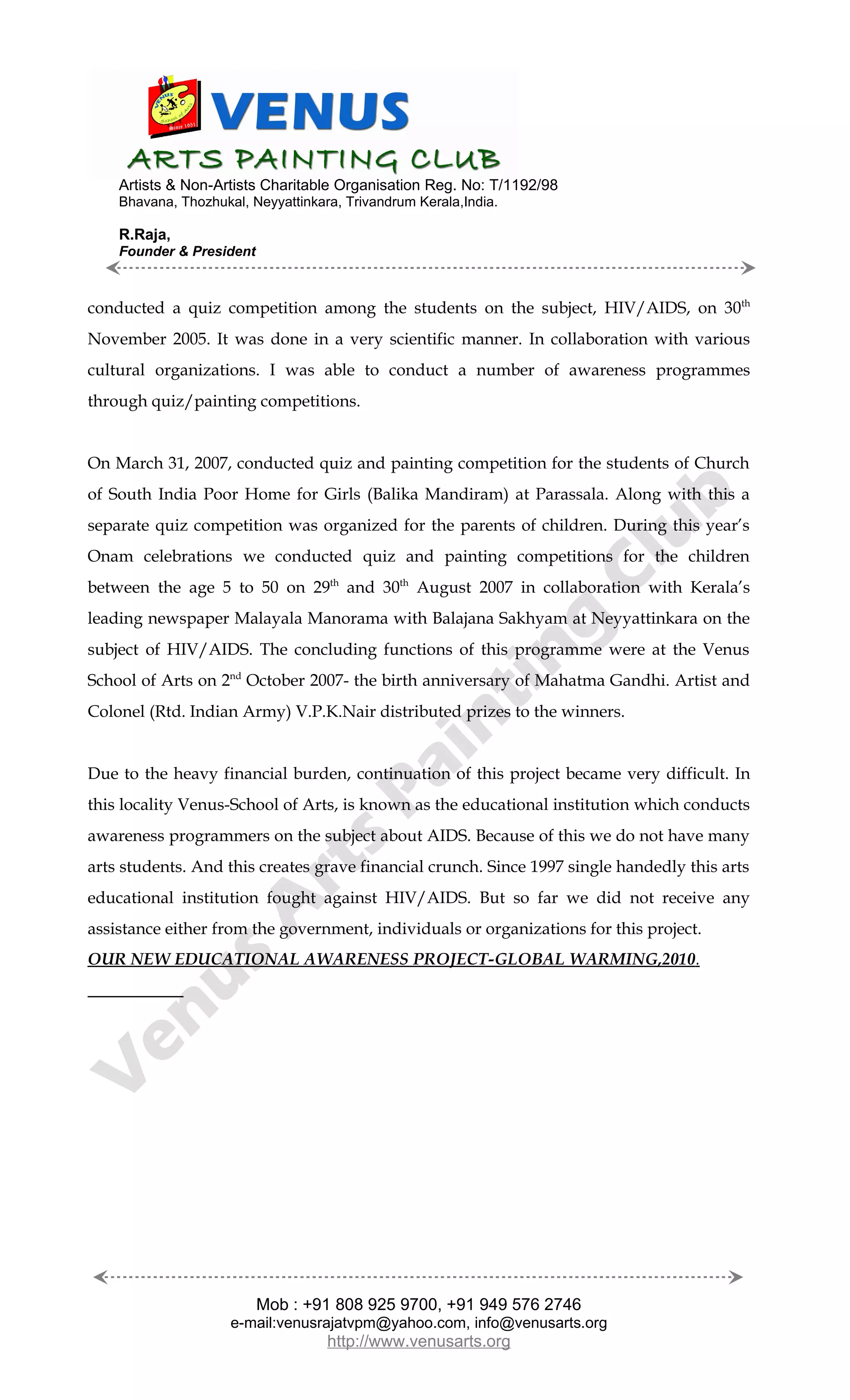 Prospectus of VENUS ARTS PAINTING CLUB. | DOC