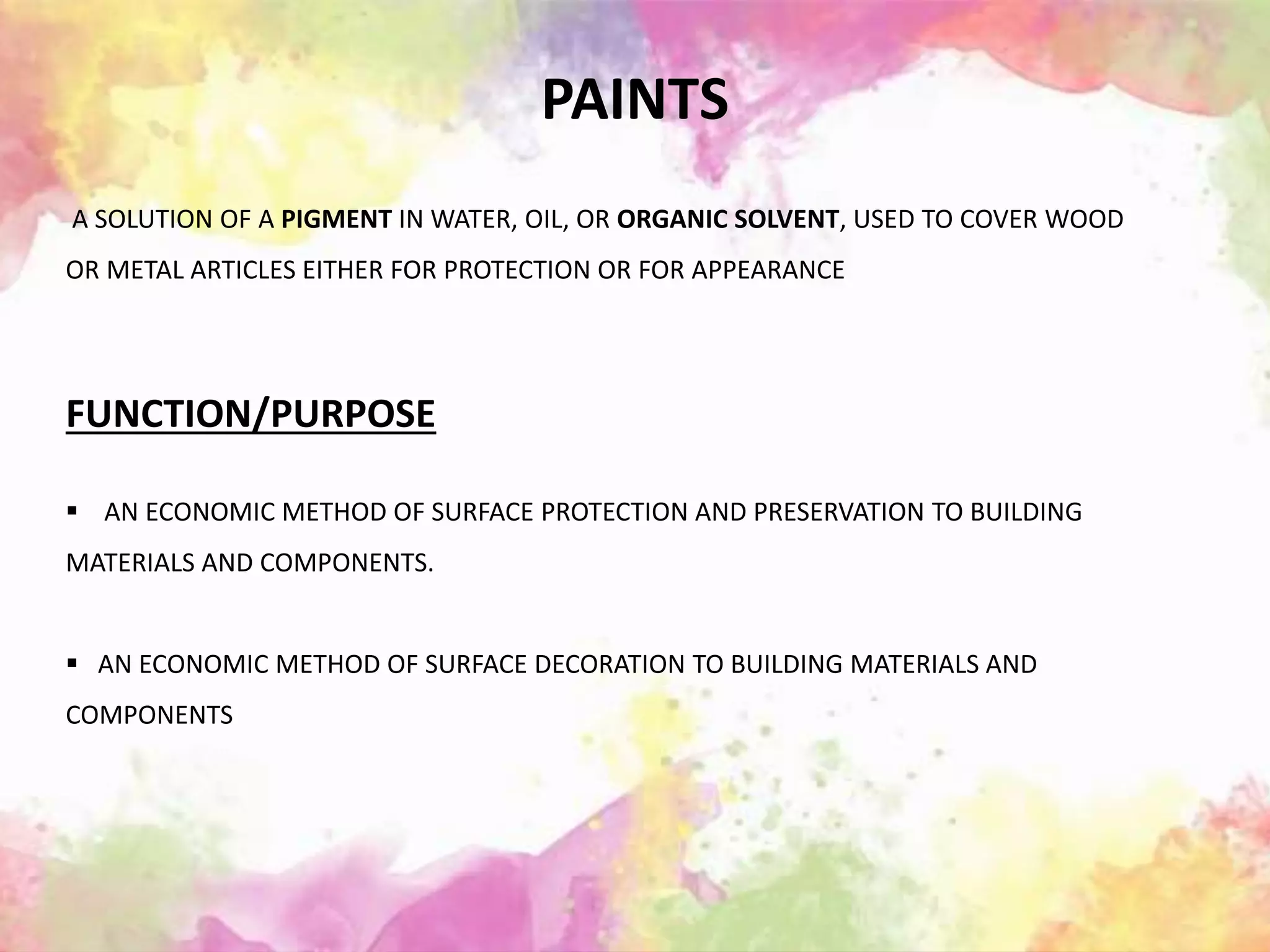 PAINTINGS OF EXTERIOR AND INTERIOR SURFACES | PPTX