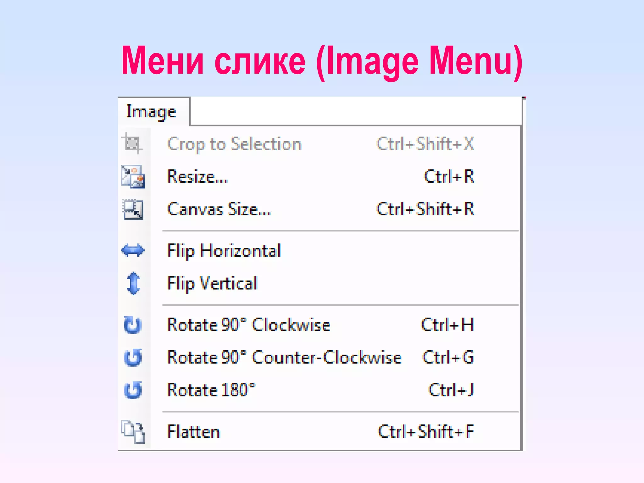 Мени слике ( Image Menu ) 