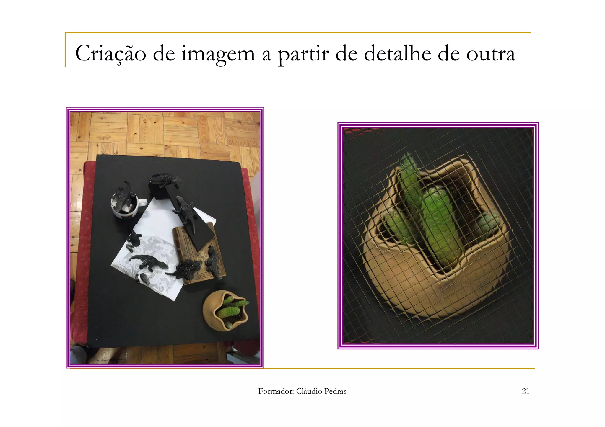 Criação de imagem a partir de detalhe de outra




                   Formador: Cláudio Pedras      21
 