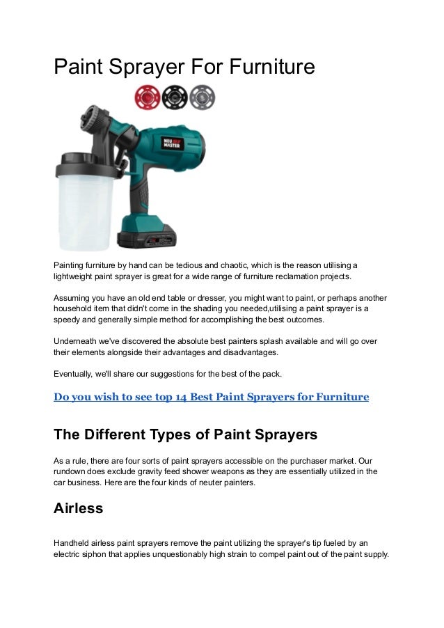 Paint sprayer for furniture