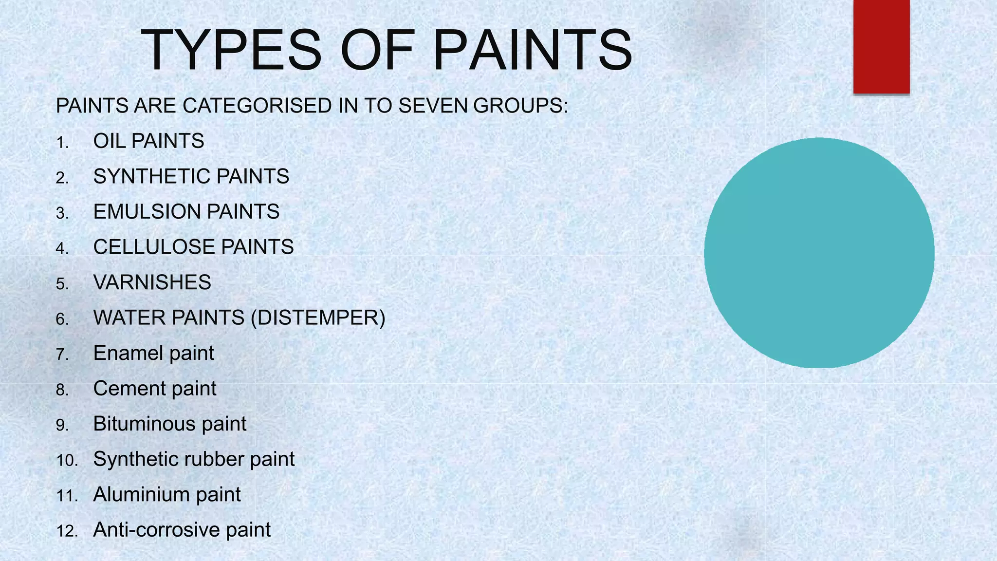Paints, varnishes & distempers PPT