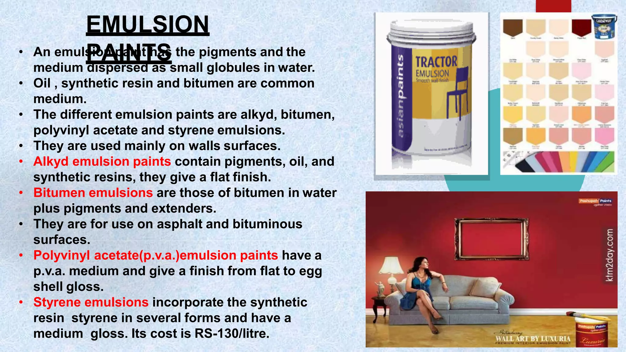 Paints, varnishes & distempers PPT