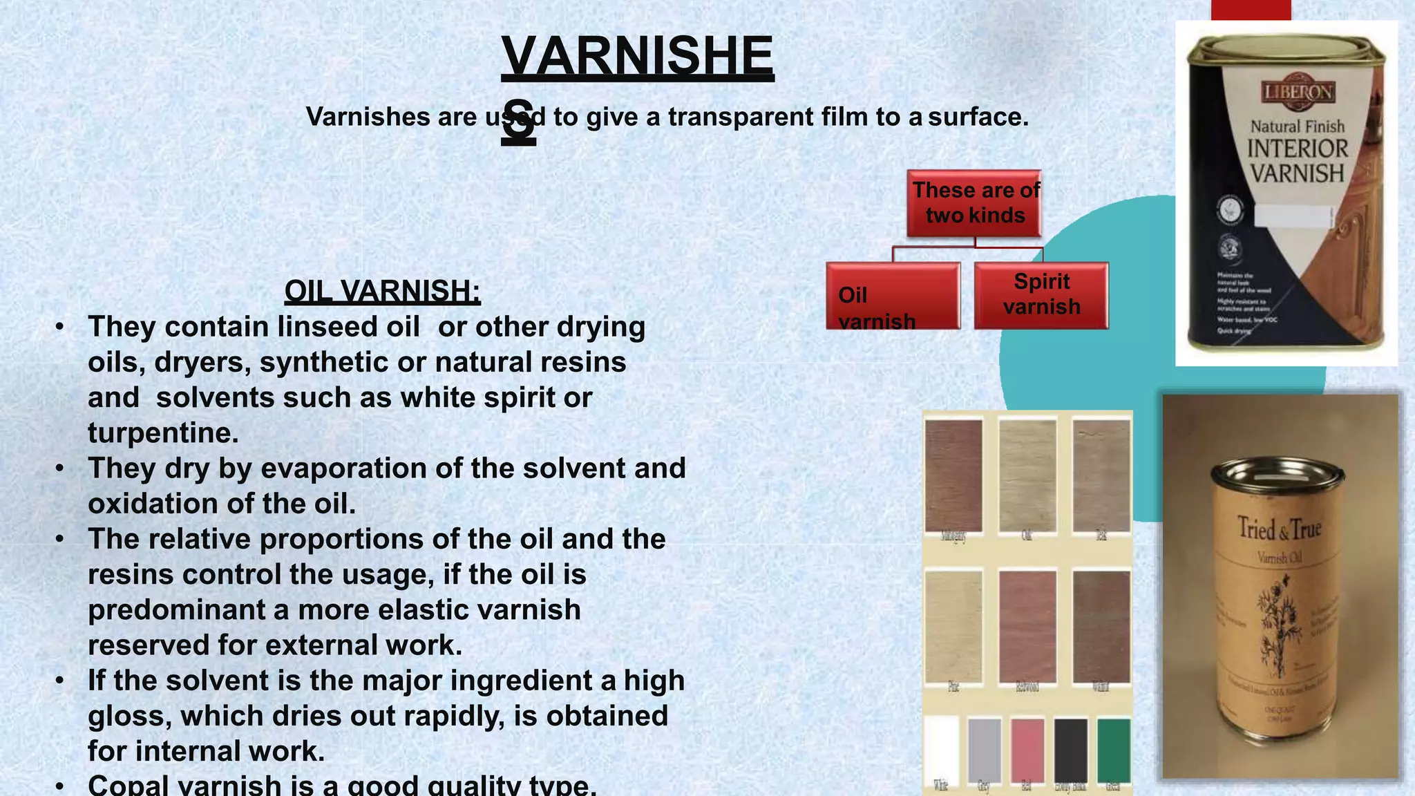 Paints, varnishes & distempers PPT