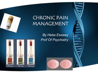 CHRONIC PAIN
MANAGEMENT
By Heba Essawy
Prof Of Psychiatry
 