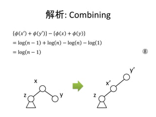 解析: Combining
 𝜙 𝑥′ + 𝜙 𝑦′   − 𝜙 𝑥 + 𝜙 𝑦
= log 𝑛 − 1 + log 𝑛 − log 𝑛 − log 1
= log 𝑛 − 1                                     ⑧


                                           y’
        x                             x’
    z             y             z
 
