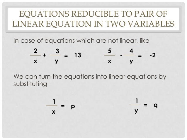 Pair of linear equations in two variable