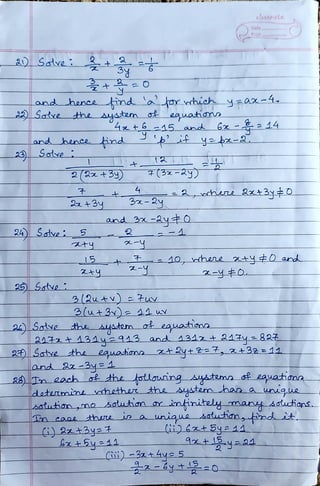 Grade 10 - CBSE - Pair of Linear Equations in Two Variables - Worksheet ...