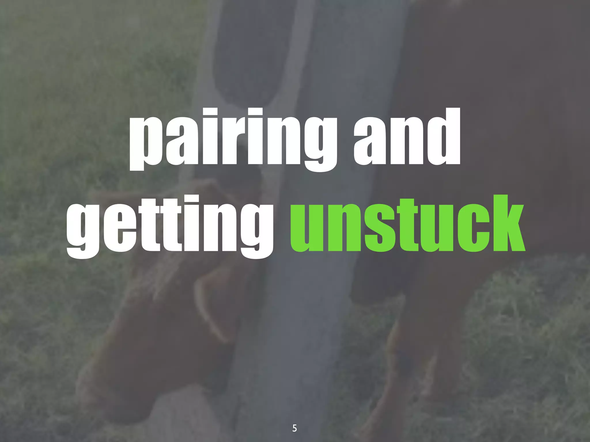 5
pairing and
getting unstuck
 