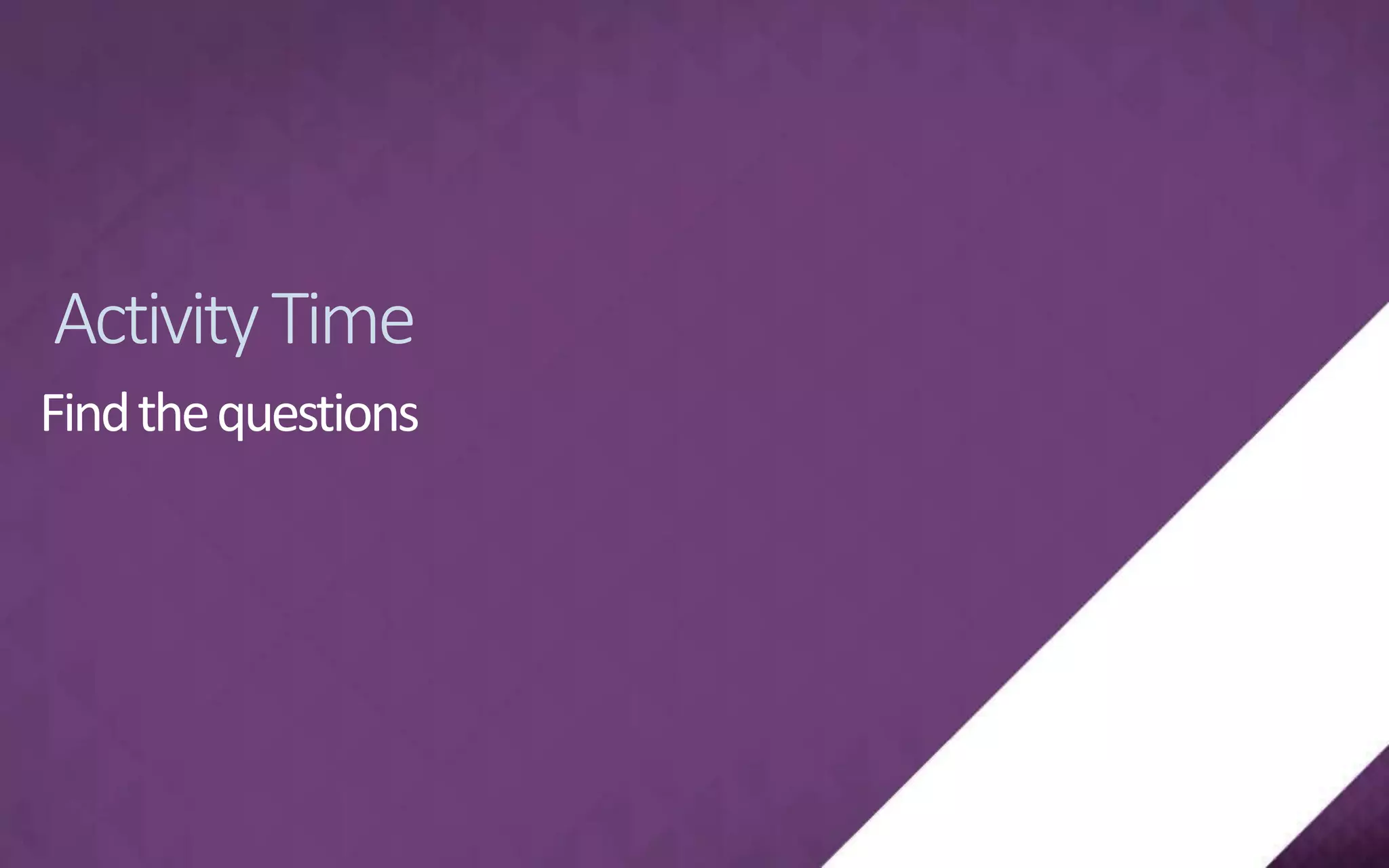 ActivityTime
7
Findthequestions
 