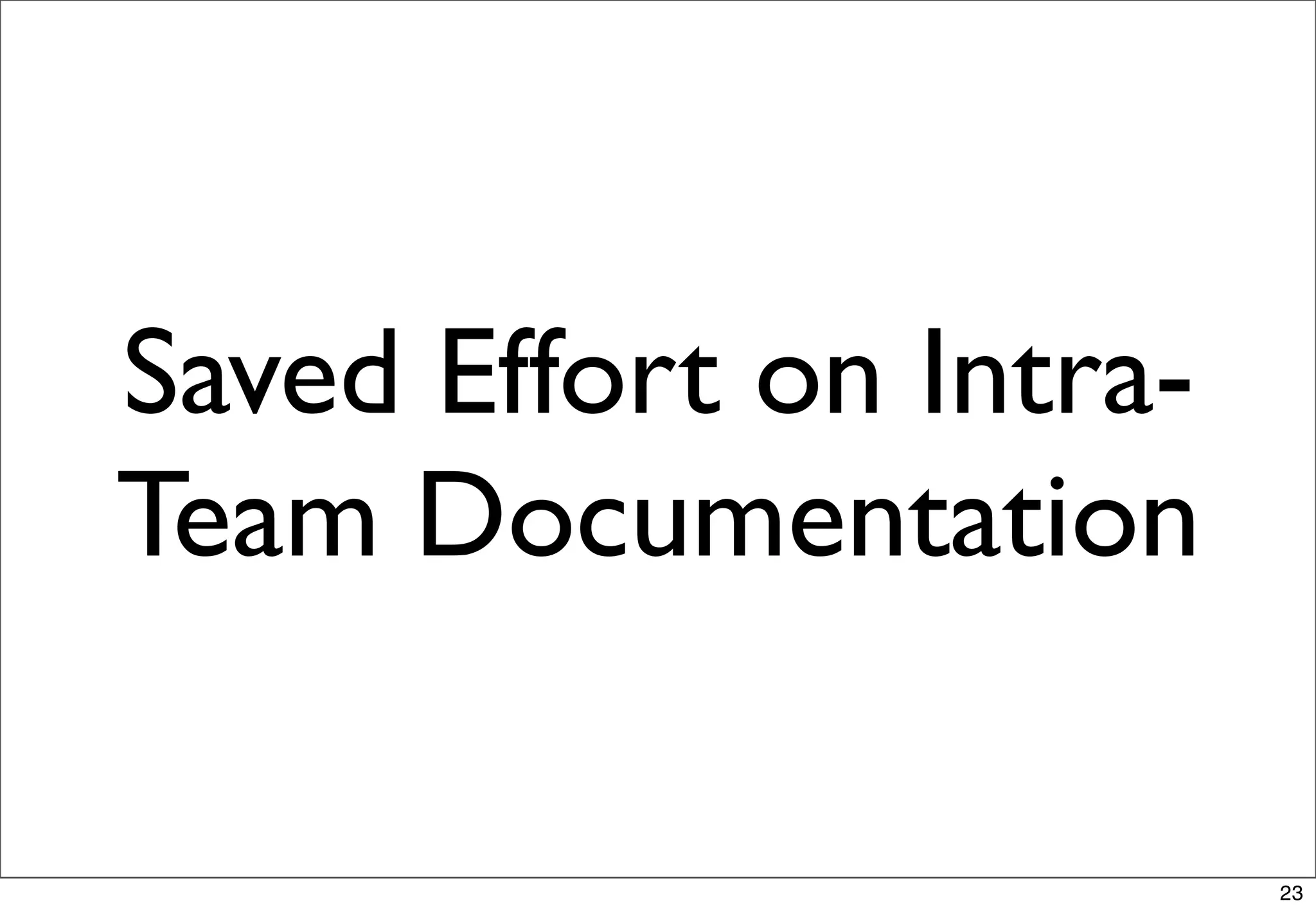 Saved Effort on Intra-
Team Documentation

                         23
 