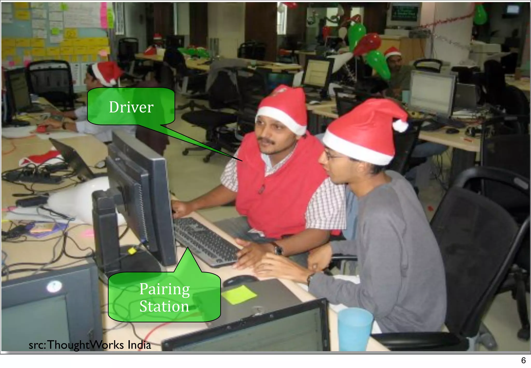 Driver




                    Pairing	
  
                    Station

src: ThoughtWorks India
                                  6
 