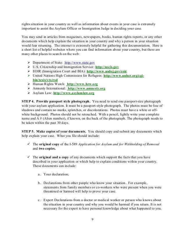 pro se asylum manual eng i 589 form sample