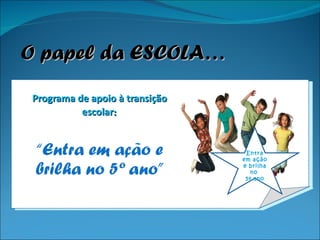 Programa de apoio à transição escolar :   “ Entra em ação e brilha no 5º ano” O papel da ESCOLA… Entra em ação e brilha no  5º ano 