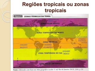 Regiões tropicais ou zonas
tropicais
 