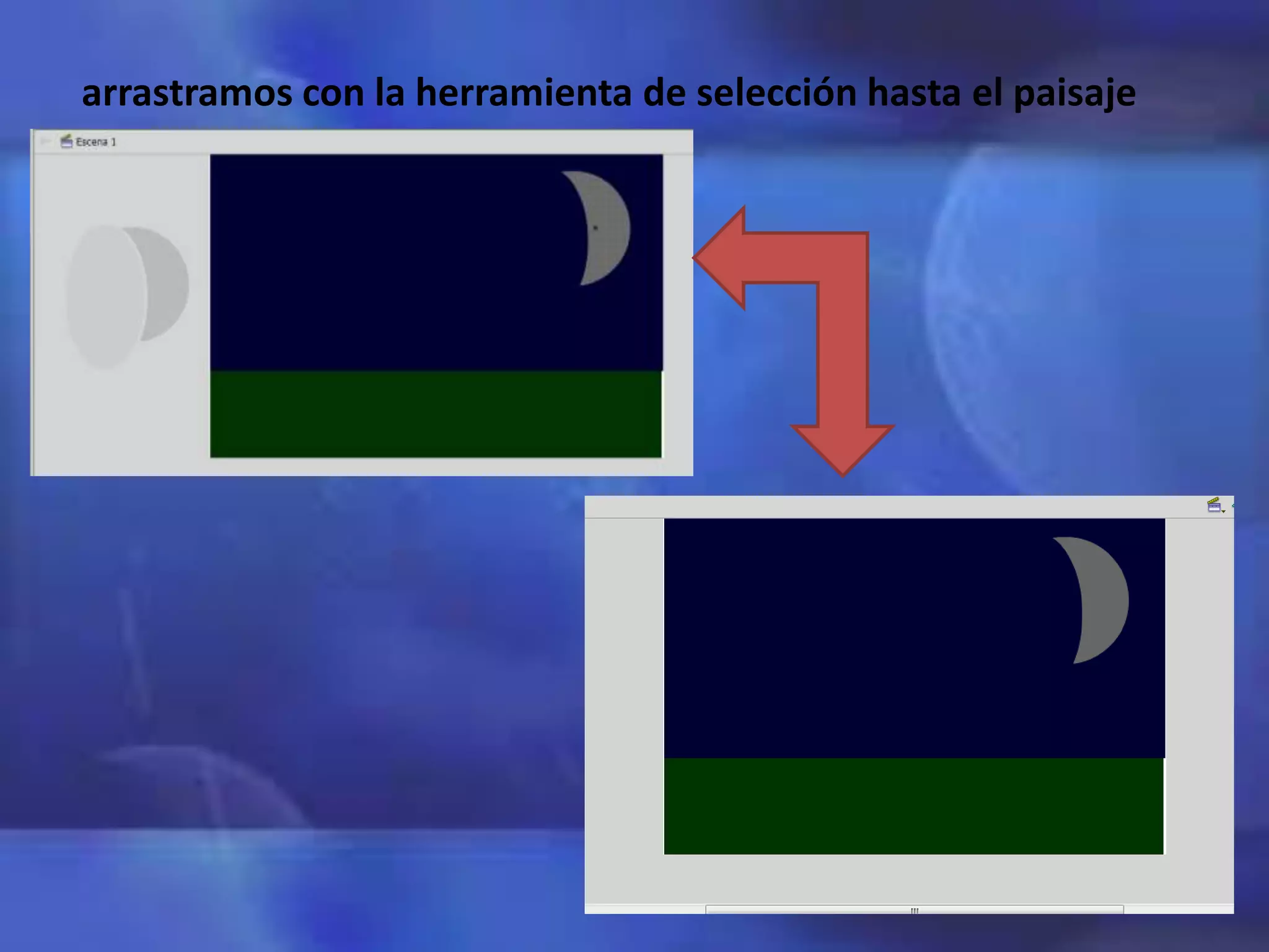 arrastramos con la herramienta de selección hasta el paisaje