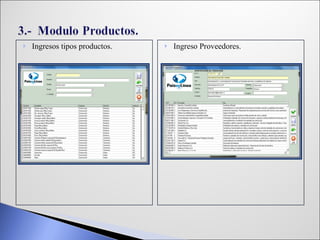 Ingresos tipos productos. Ingreso Proveedores. . 