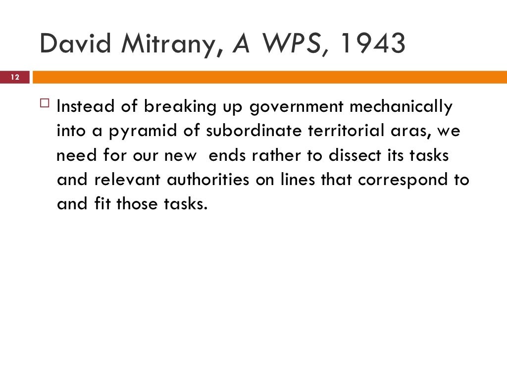 David Mitrany et le fonctionnalisme