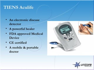 TIENS Aculife An electronic disease detector A powerful healer FDA approved Medical Device CE certified A mobile & portable doctor  