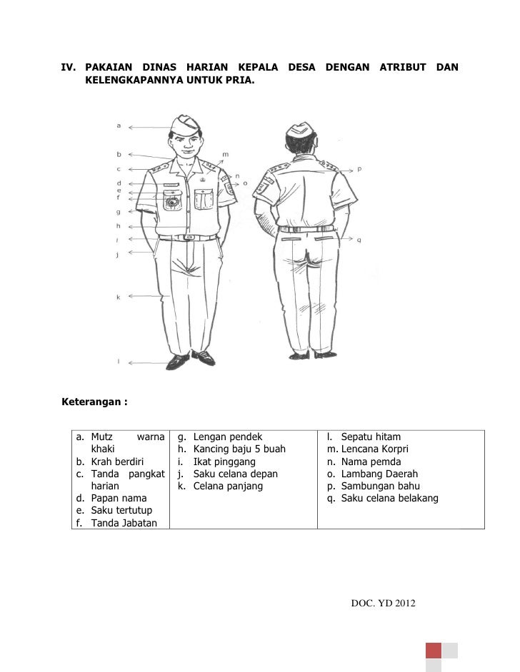 Pakaian dinas  kepala  desa 