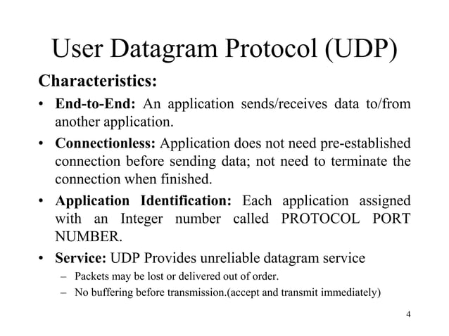 User Datagram Protocol | PPTX | Computer Networking | Computing