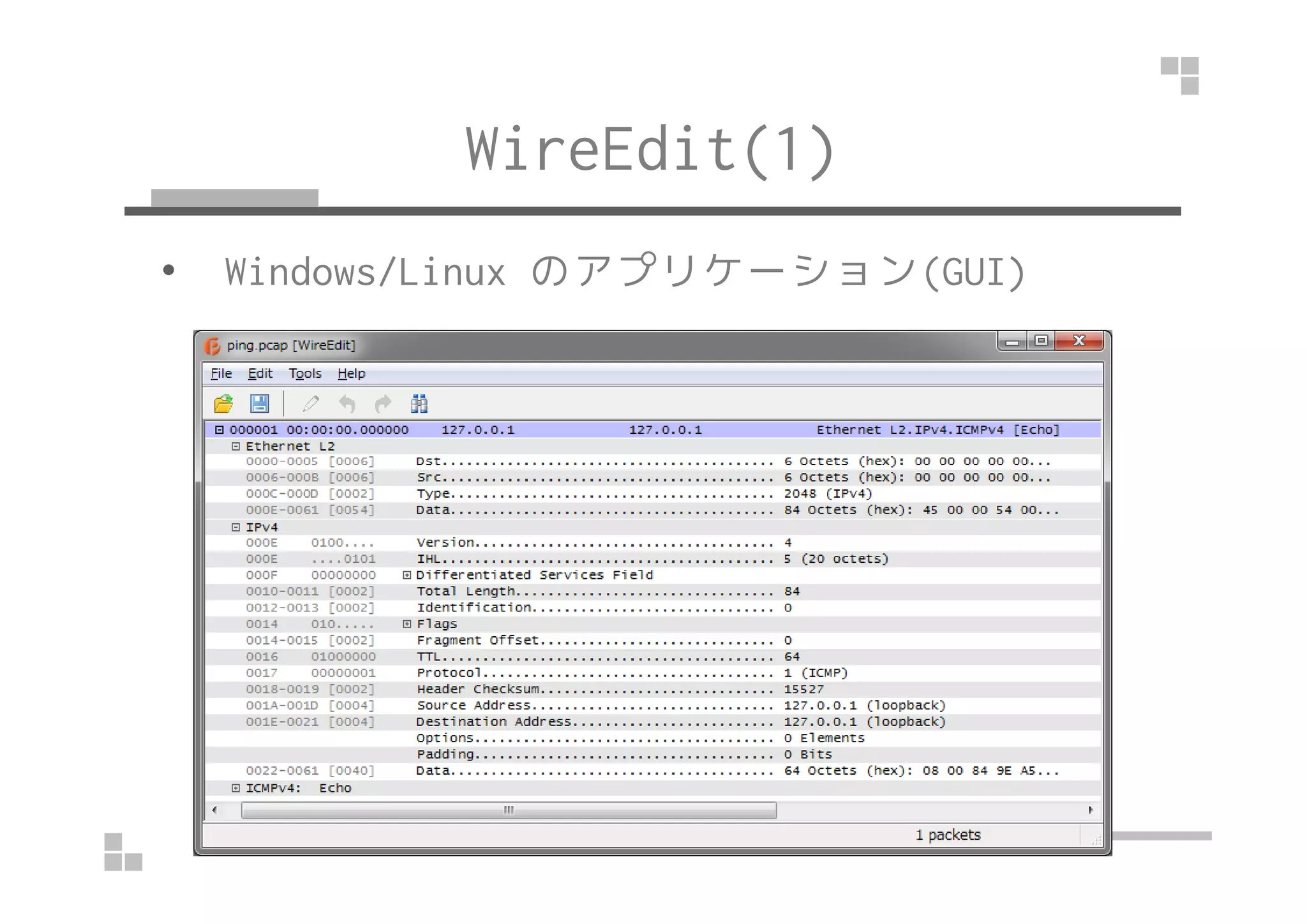 WireEdit(1) 
• Windows/Linux のアプリケーション(GUI) 
 