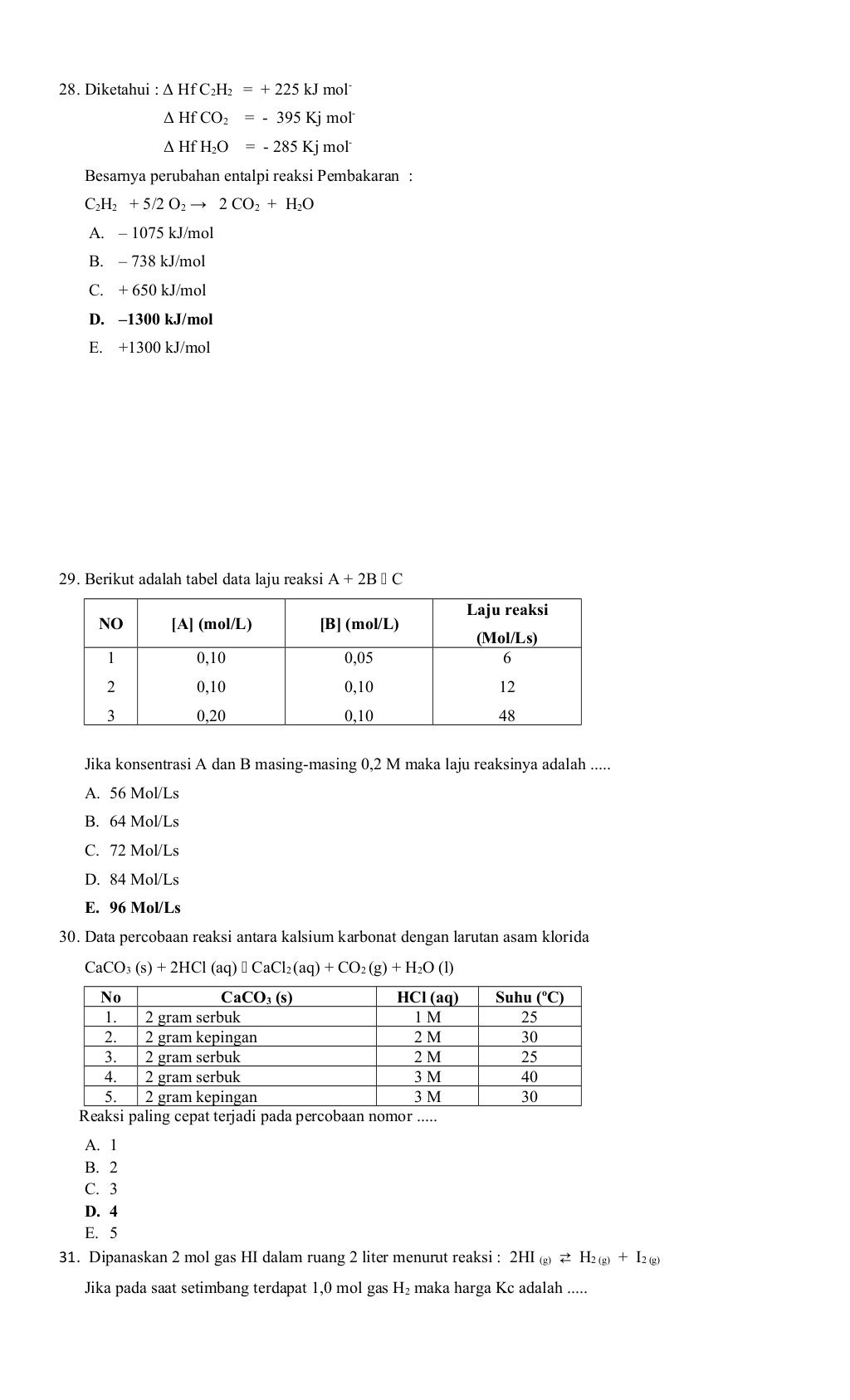 Soal Kimia kelas 3 SMA 10
