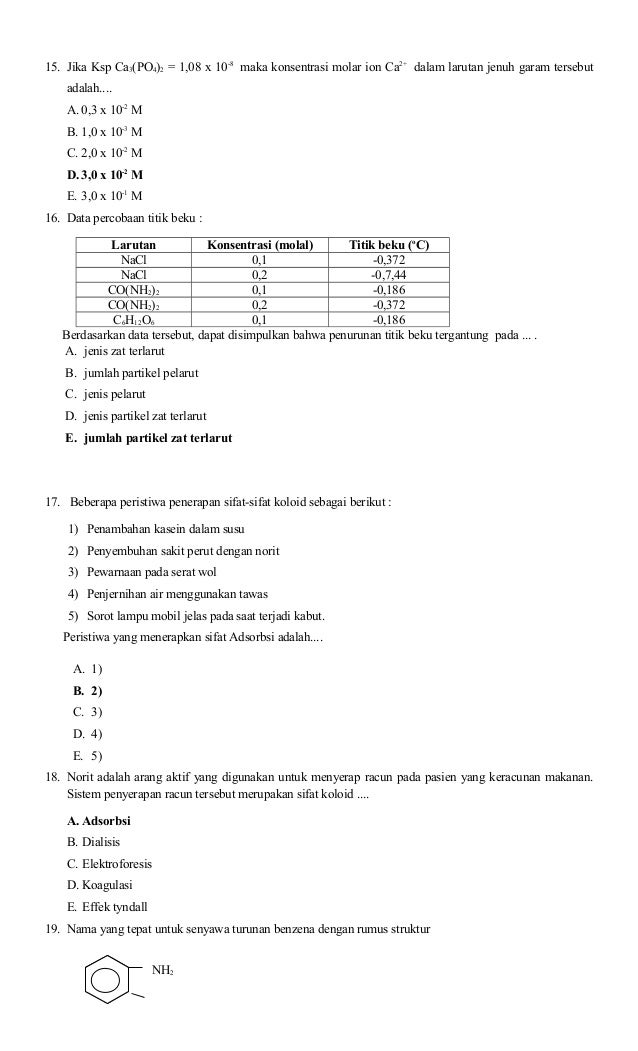 Soal Kimia kelas 3 SMA 11