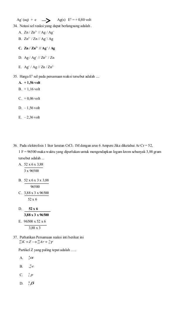 Soal Kimia kelas 3 SMA 15