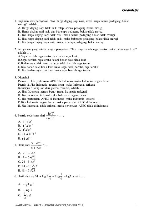Contoh Soal Ujian Paket C Matematika LEMBAR EDU